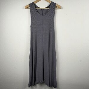 Toad&Co Womens Daisy Rib SL Dress Navy Blue Striped Sleeveless Pocket